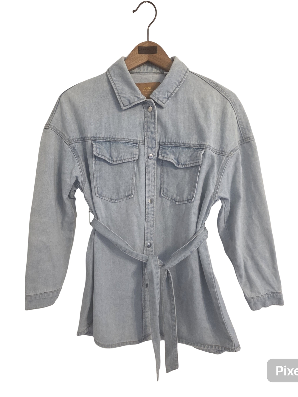 ONLY Light Blue Denim Belted Jacket Size S